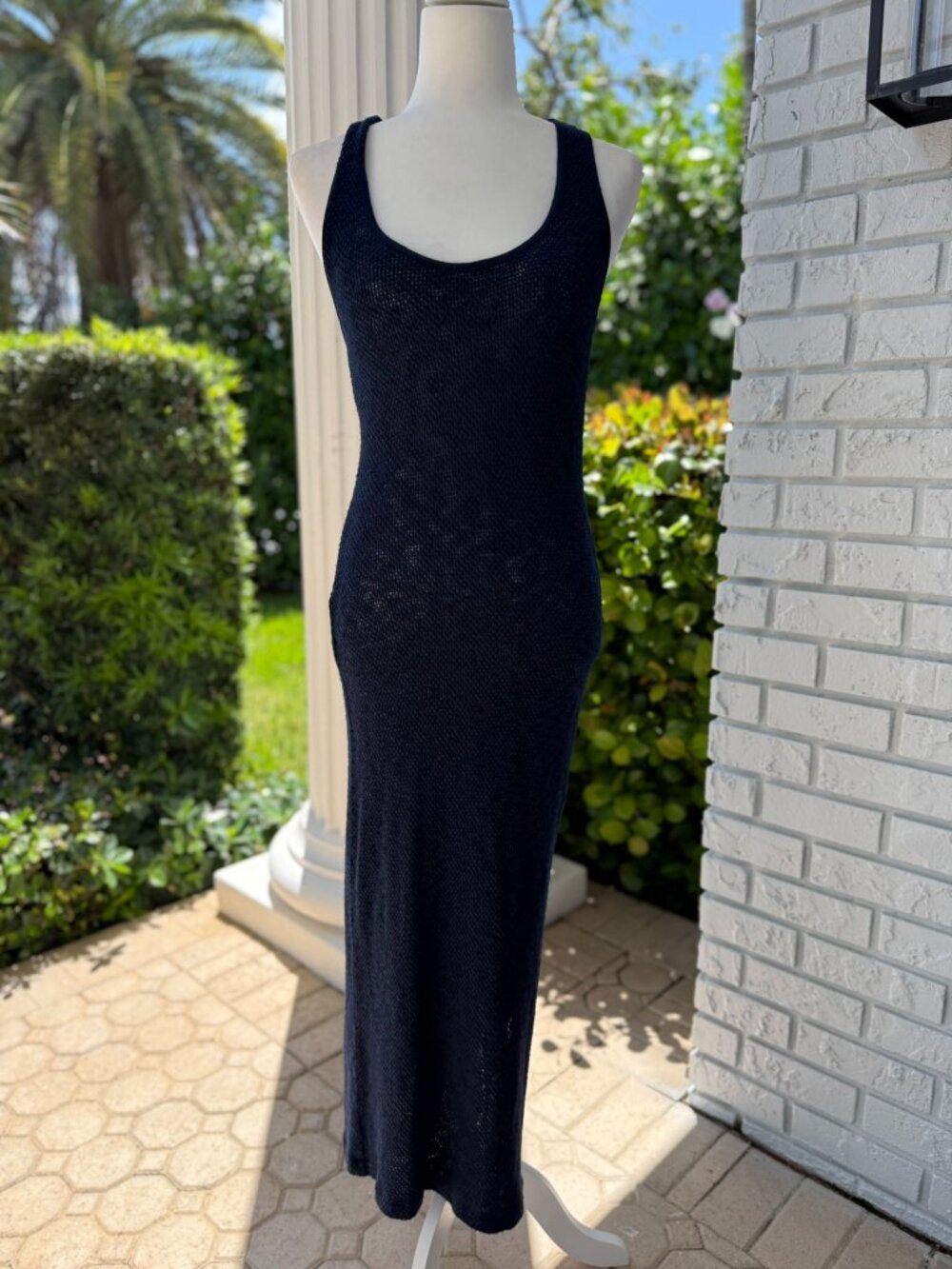 LA Made Navy Sleeveless Knit Maxi Dress Size Small